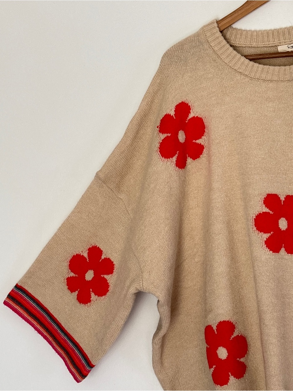Easel Plus Crewneck Floral Sweater Size 2X Neutral Cozy Chic Boho * E10 - Picture 3 of 16